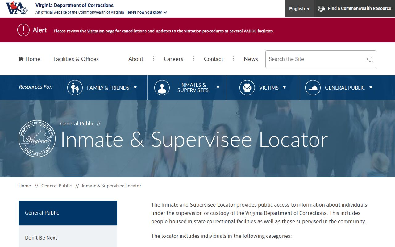 VADOC locator for Charlotte County released inmate and supervision records
