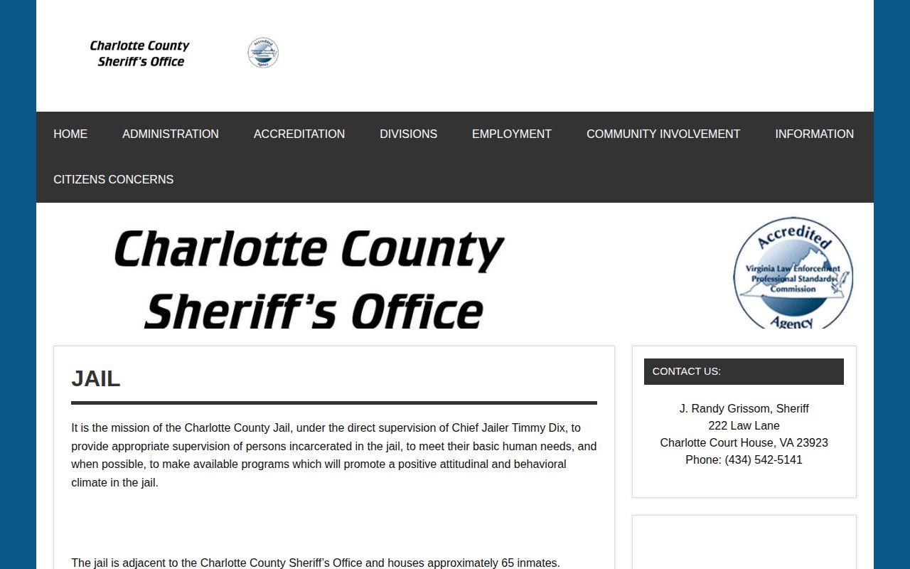 Official Charlotte County Jail page for local release record access